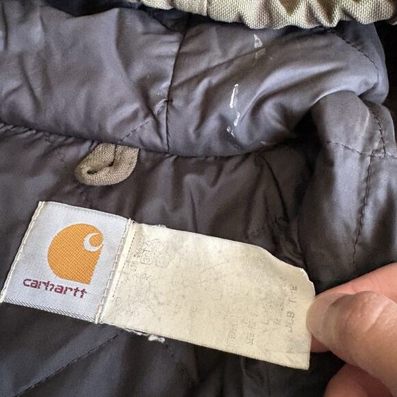 Vintage Carhartt Jacket Active Size L Brown Zip Up Hooded Canvas 1990s - Picture 7 of 9